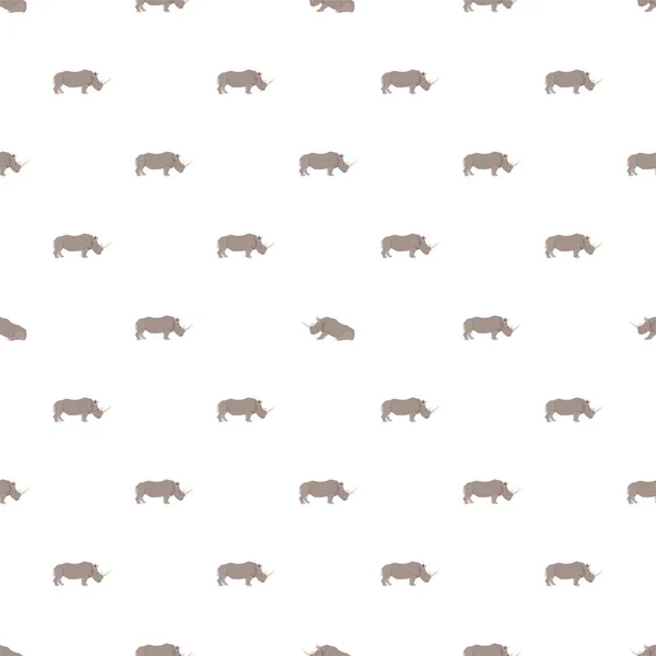 Modèle Sans Couture Vectoriel Avec Rhinocéros Sur Fond Blanc — Image vectorielle