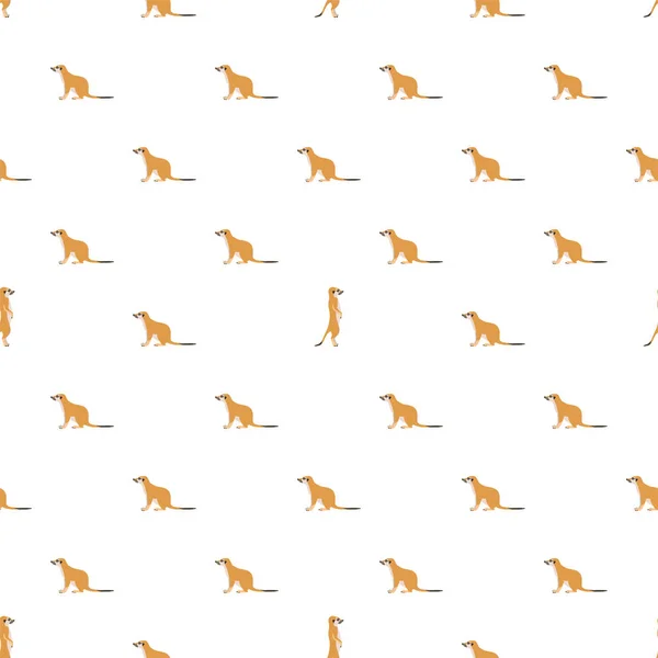 矢量无缝模式 在白色背景上带 Meerkats — 图库矢量图片