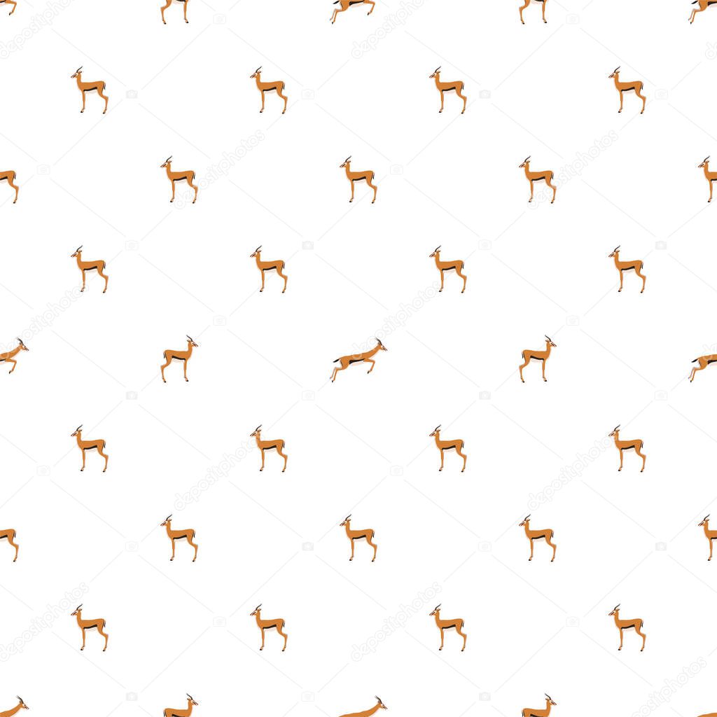 Vector seamless pattern with Thomson's gazelles on white background.