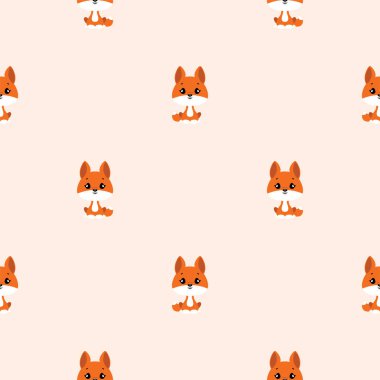 Şirin tilkileriyle kusursuz bir desen. Vektör illüstrasyonu 8 Eps.