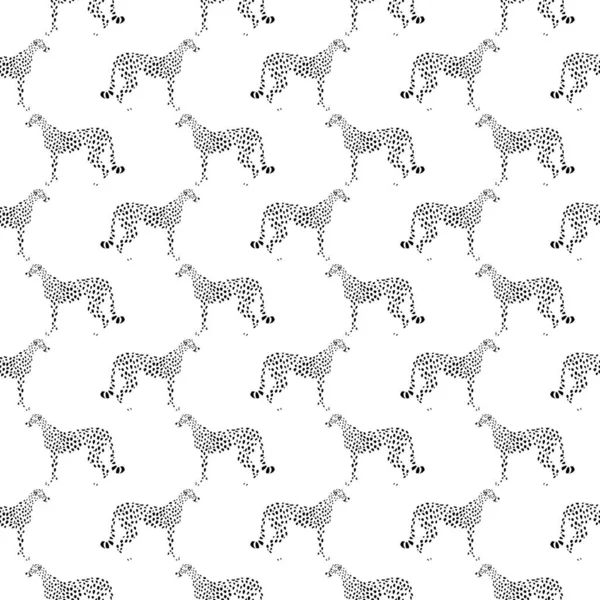 Seamless Pattern Standing Cheetah White Background Vector Eps — Stock Vector