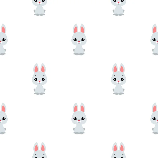 Modèle Sans Couture Avec Des Lapins Mignons Sur Fond Blanc — Image vectorielle