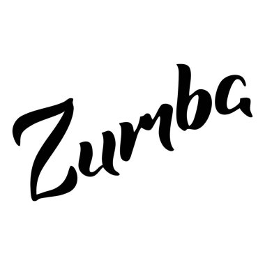 Zumba. Beyaz arka planda el yazısıyla yazılmış 