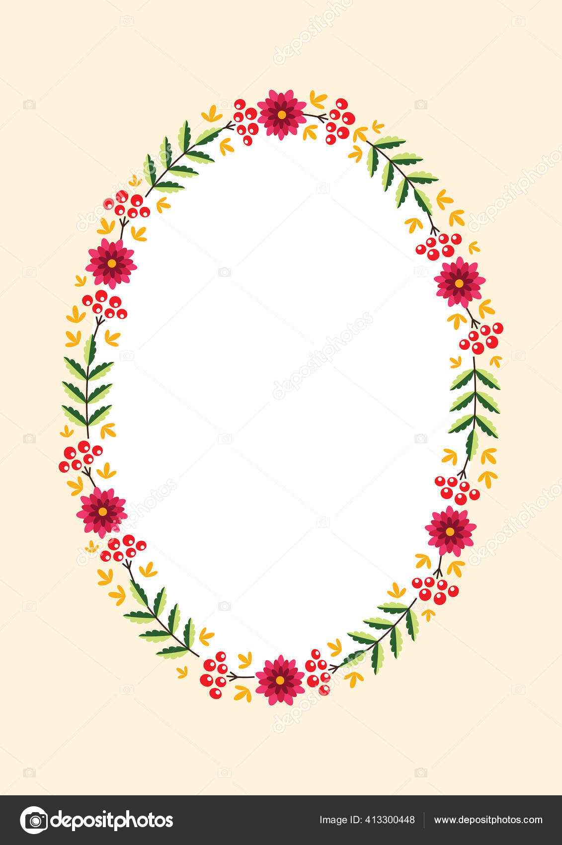 Bingkai Oval September Autumn Karangan Bunga Dengan Coloful Daun Musim Stok Vektor C Slybrowney 413300448