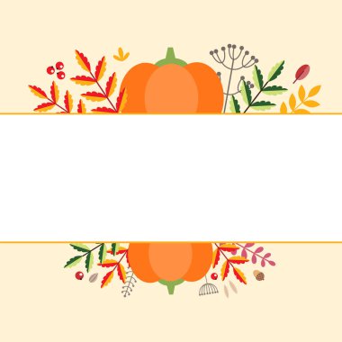 Şükran Günü geçmişi. Sebzeli, böğürtlenli ve sonbahar yapraklı sonbahar çerçevesi beyaz arka planda izole. Sonbahar bayramı davetiyesi, tebrik kartı veya el ilanı olarak kullanılabilir. Vektör 8 EPS.