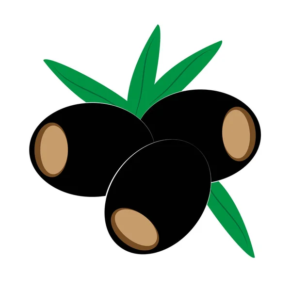 Olives Noires Isolées Sur Fond Blanc Illustration Vectorielle — Image vectorielle
