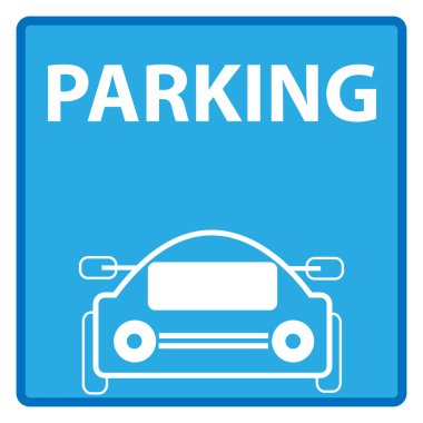 Mavi Park izole üzerinde beyaz arka plan oturum açın. İşaret ve semboller. Vektör esnaf.