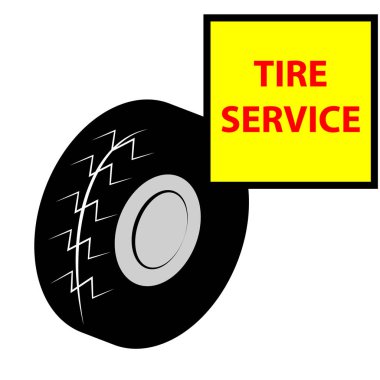 Beyaz arka plan üzerinde izole hizmet işareti ile lastik. Vektör çizim.