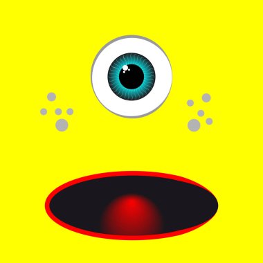 Göz ile sarı canavar catoon. Vektör çizim.