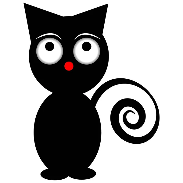 Черный Смешной Кот Изолирован Белом Фоне Векторная Иллюстрация — стоковый вектор