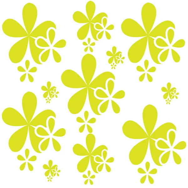 Fleurs Vertes Isolées Sur Fond Blanc Illustration Vectorielle — Image vectorielle