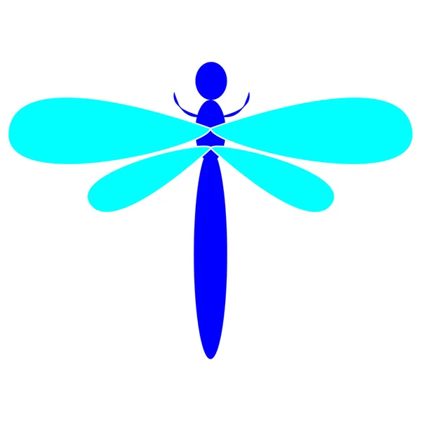 Dragonfly Isolerad Vit Bakgrund Vektorillustration — Stock vektor