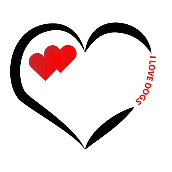 Beyaz arka plan üzerinde izole metin ile kalp siluet. Vektör çizim.