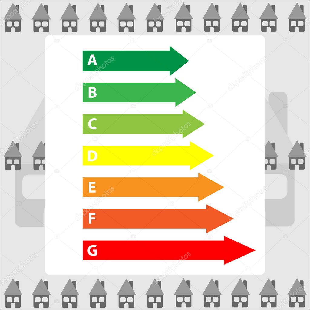 Color energy labels isolated on grey background. Vector illustration.