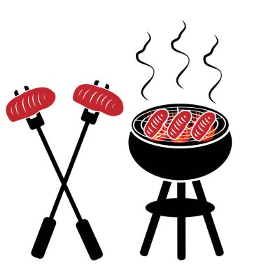 Beyaz arka plan üzerinde izole ızgara biftek ızgara. Vektör çizim.