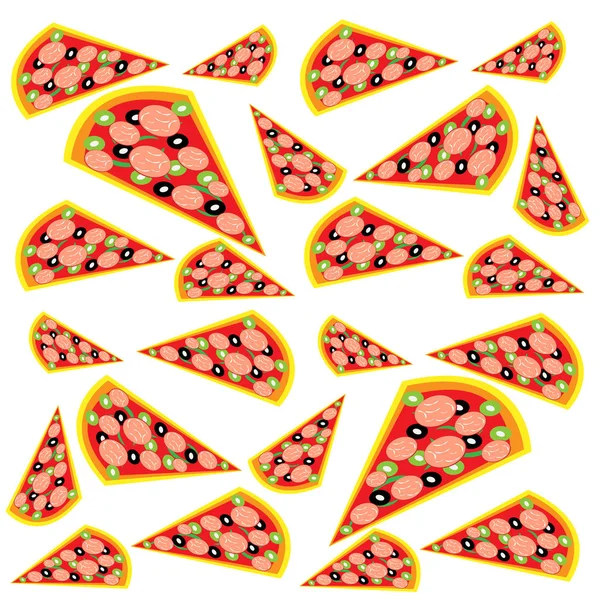 Піца Ізольована Білому Фоні Їжа Приготування Їжі Векторні Ілюстрації — стоковий вектор