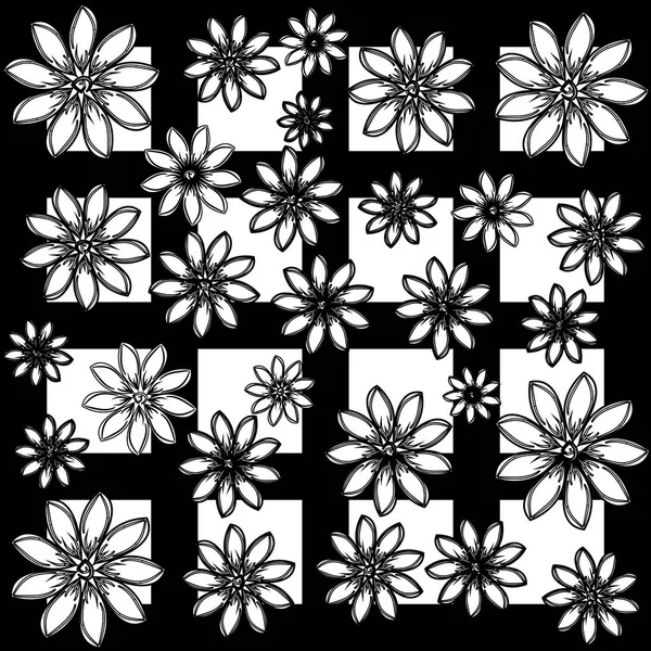 Květiny Izolované Náměstí Pozadí Vektorové Ilustrace — Stockový vektor