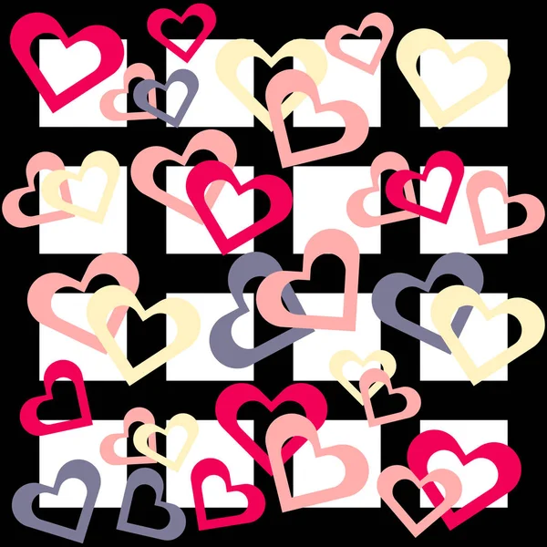 Χρώμα Valentine Καρδιές Τετράγωνο Φόντο Εικονογράφηση Διάνυσμα — Διανυσματικό Αρχείο