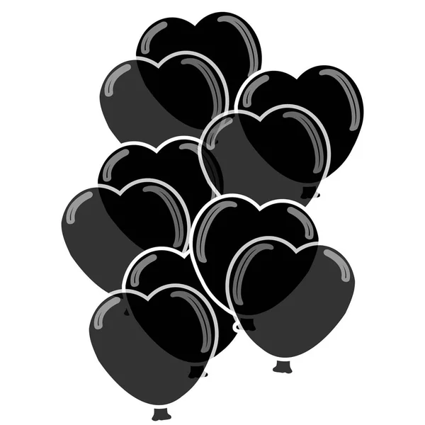 Schwarze Herzen Ballon Auf Weißem Hintergrund Vektorillustration — Stockvektor