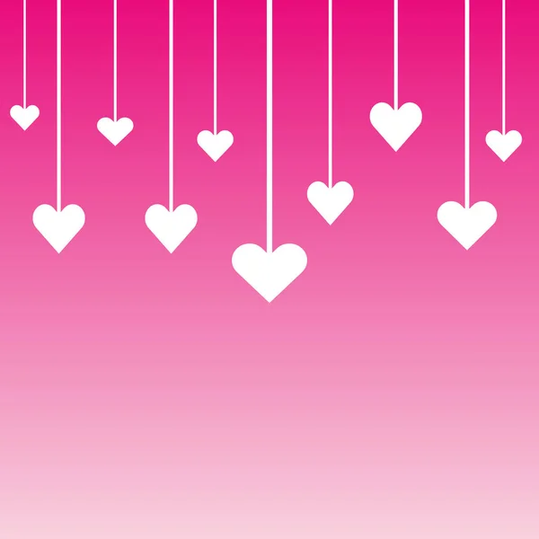 Závěsná Valentýnská Srdce Růžovém Pozadí Vektorové Ilustrace — Stockový vektor