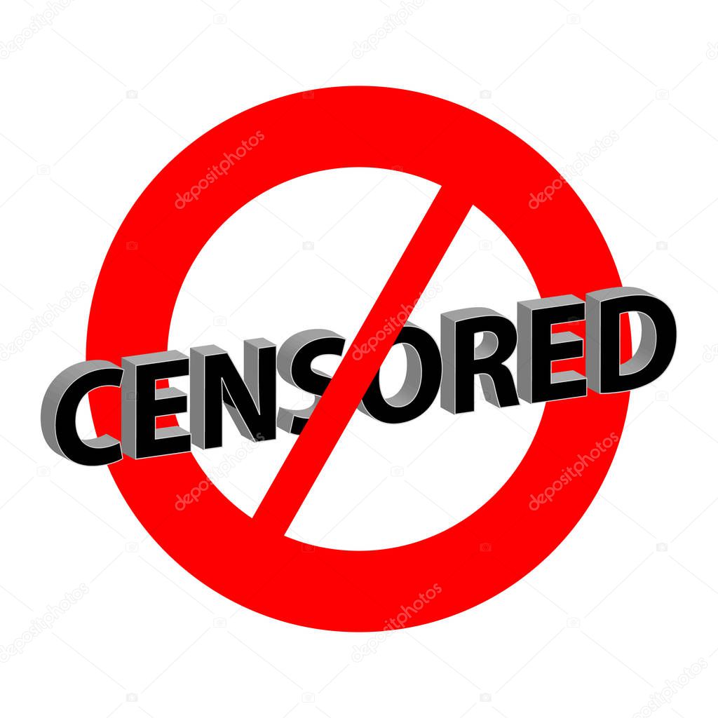 Ban icon with text censored isolated on white background. Vector illustration.