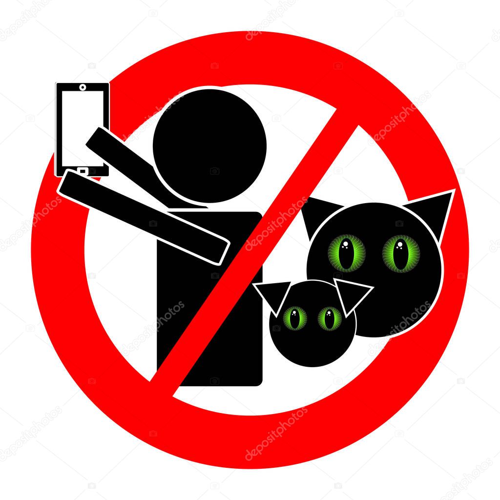 No selfie with animals icon isolated on white background. Vector illustration