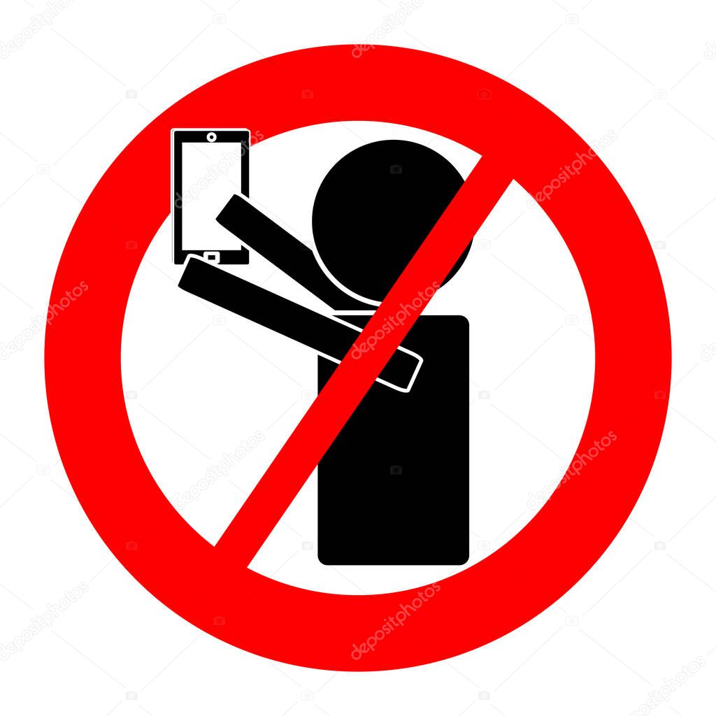 No selfie symbol isolated on white background. Vector illustration