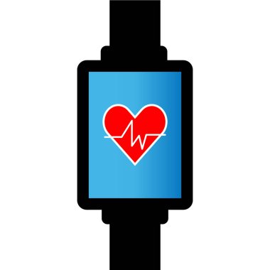 Beyaz arka plan üzerinde izole kalp ile dijital sporttester. Vektör çizim.