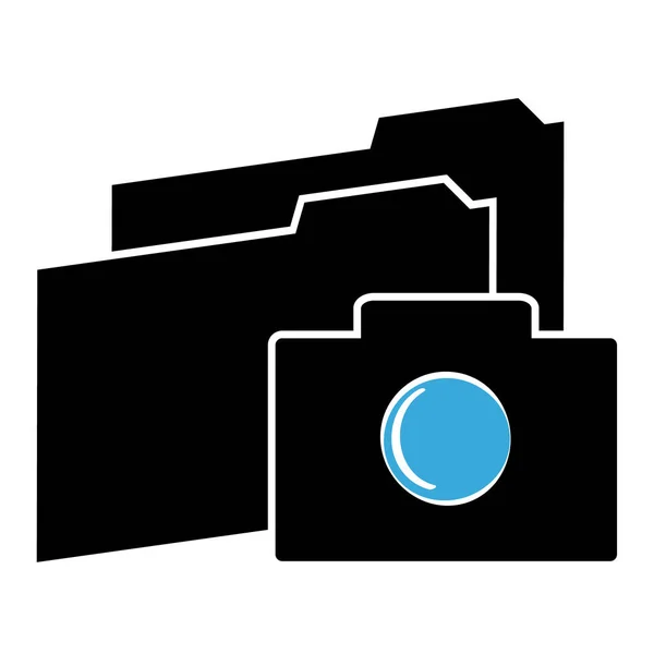Kamera Symbol Mit Ordnern Auf Weißem Hintergrund Vektorillustration — Stockvektor