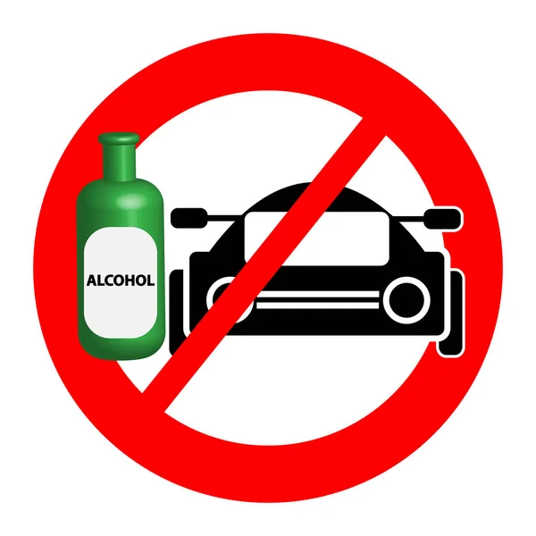 Proibição Conduzir Veículo Com Ícone Álcool Ilustração Vetorial — Vetor de Stock