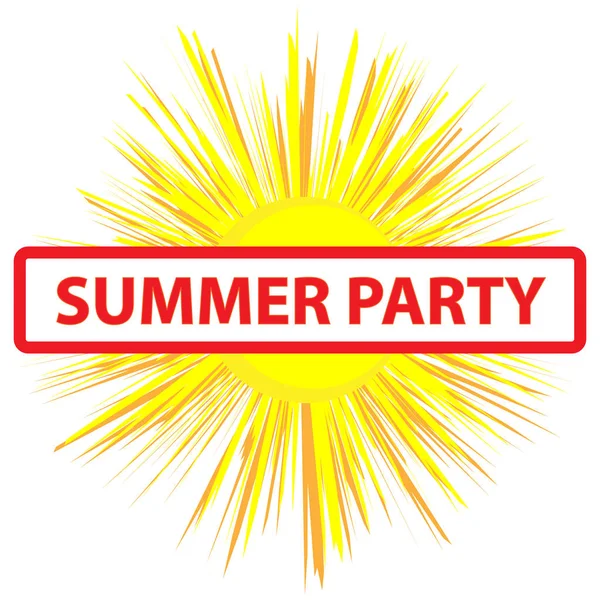 Sun Label Summer Party Isolated White Background Vector Illustration — Stock Vector