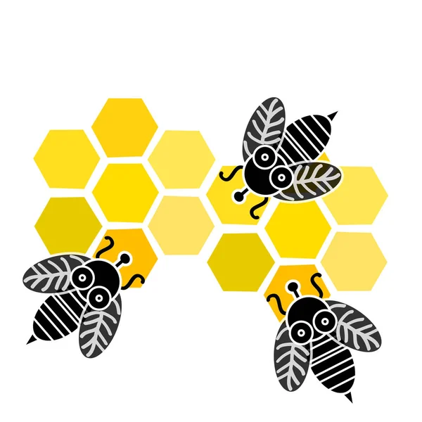 Bina Med Honeycomb Isolerad Vit Bakgrund Vektorillustration — Stock vektor