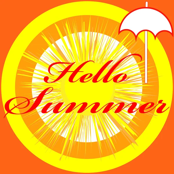 Изображение Hello Summer Выделено Цветном Фоне Векторная Иллюстрация — стоковый вектор