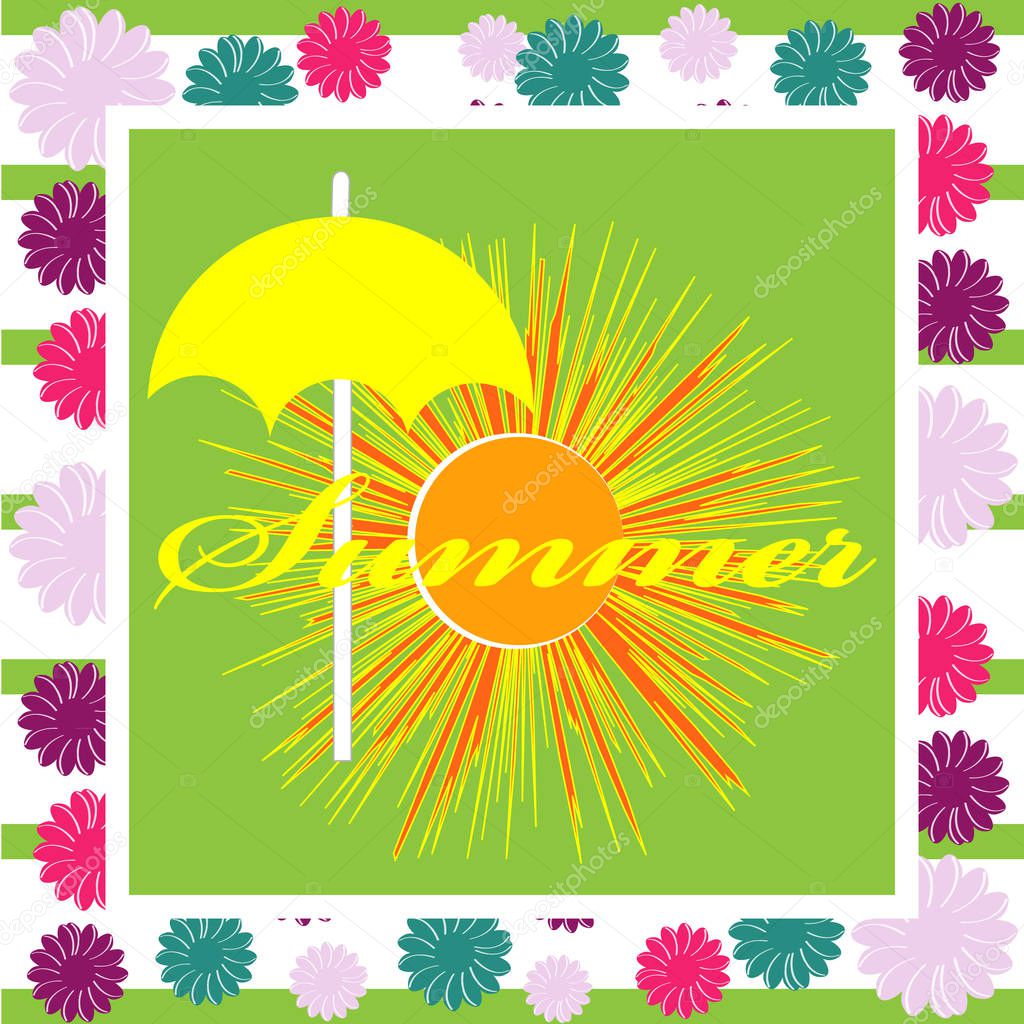 Hello summer image isolated on color background. Vector illustration.