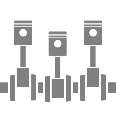 Beyaz arka plan üzerinde izole motor pistonları simgesi. Vektör çizim.