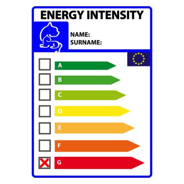 Beyaz arka plan üzerinde izole kedi komik enerji oluşturuyor etiketi. Vektör esnaf.
