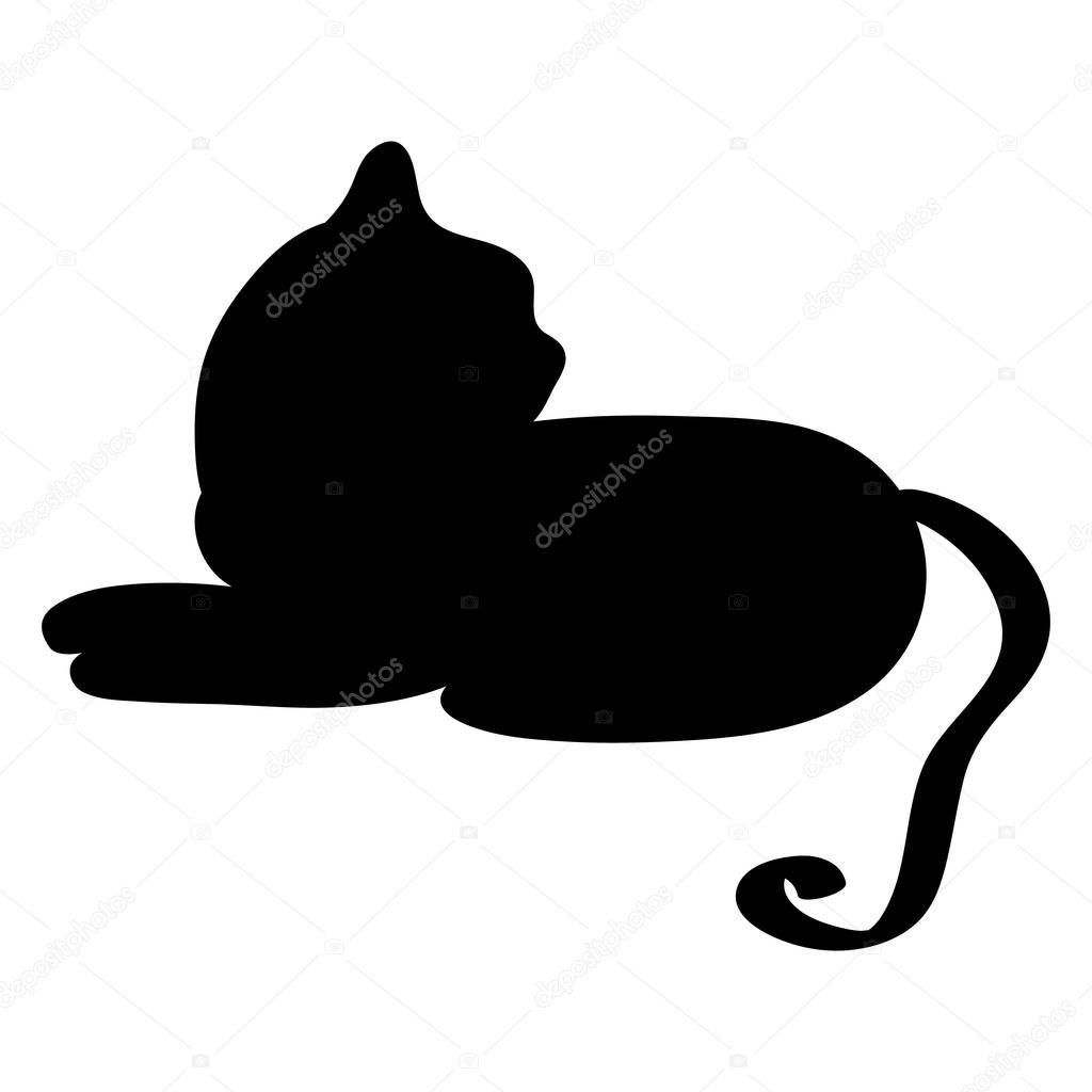 Cat silhouette isolated on white background. Vector illustration.