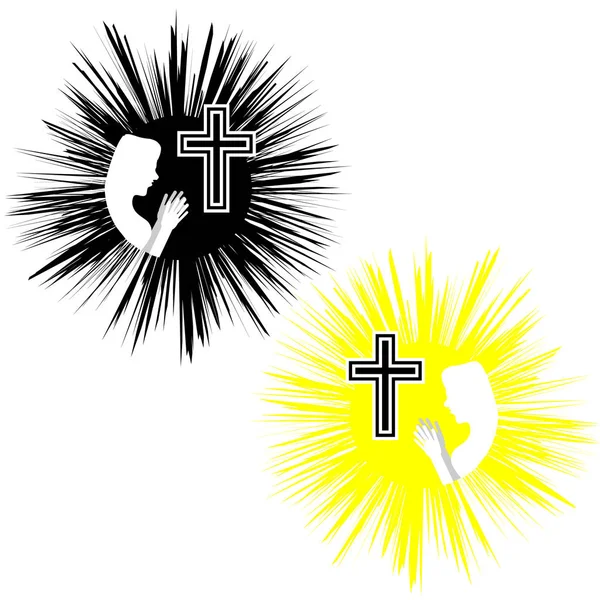 Christliches Kreuz Mit Frauen Glauben Und Religion Vektorillustration — Stockvektor