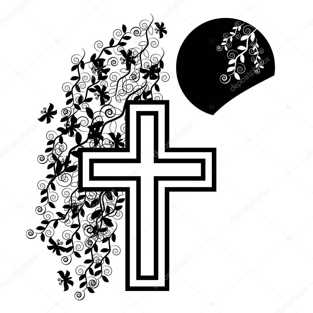 Funeral icon cross - faith and religion. Vector illustration