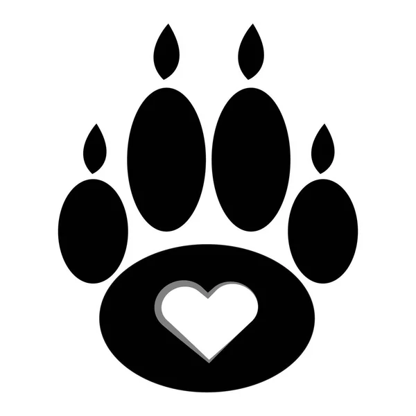 Black Dog Paws Heart White Background Vector Illustration — Stock Vector