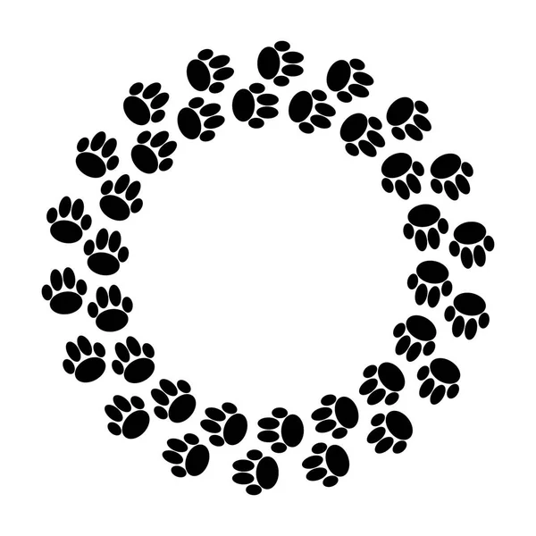 Black Dog Paws Ring White Background Vector Illustration — Stock Vector