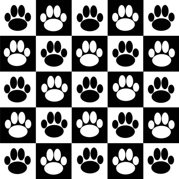 Chessboard Dog Paws Vector Illustration — Stock Vector