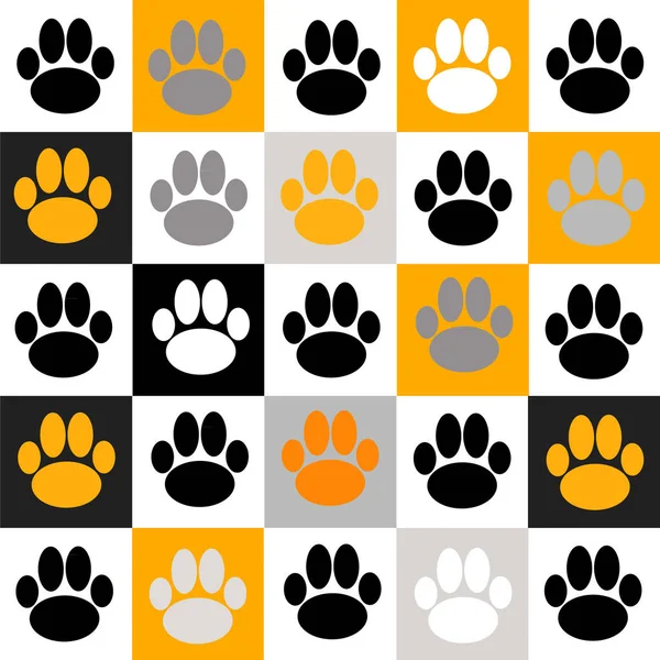 Color Chessboard Dog Paws Vector Illustration — Stock Vector