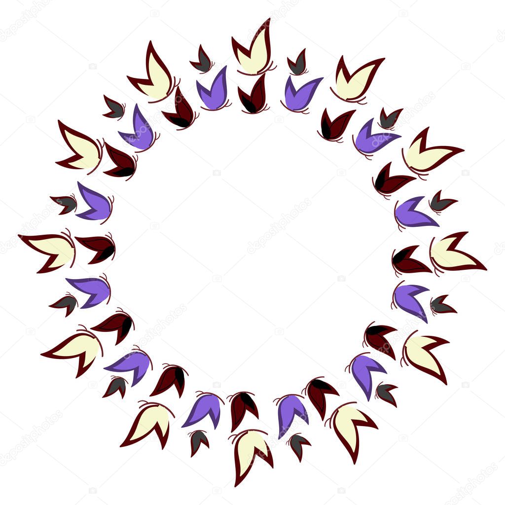 Flying colorful butterflies  on white background. Vector illustration.