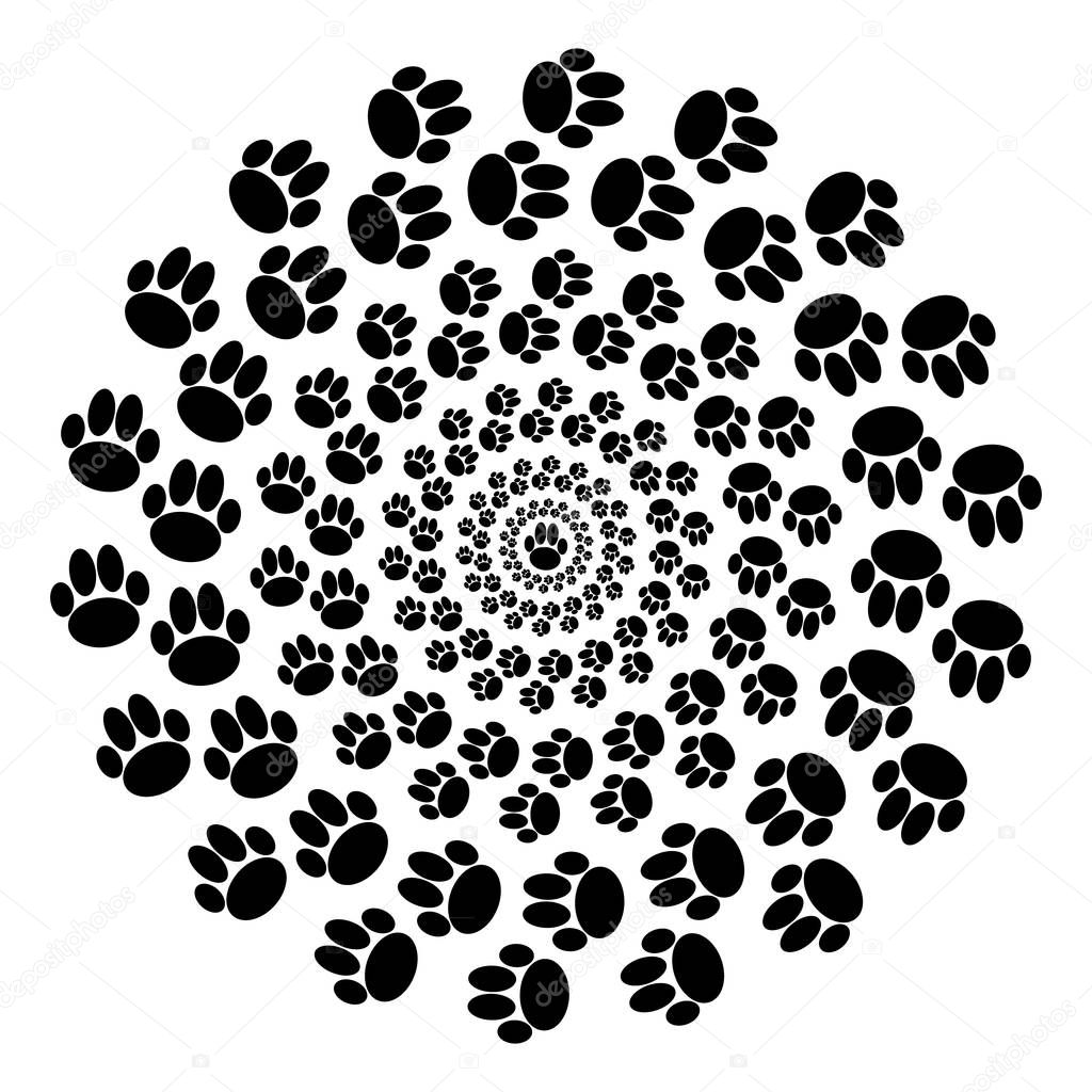 Dog paws on white background. Vector illustration.