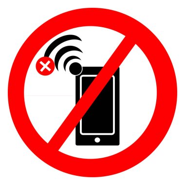 Hiçbir sinyal simgesi ile hareket eden telefon. Vektör çizim.