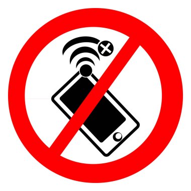 Hiçbir sinyal simgesi ile hareket eden telefon. Vektör çizim.