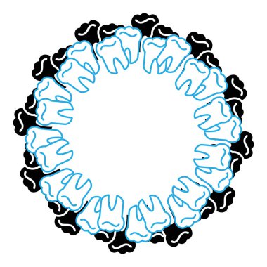 Beyaz arka plan üzerinde ringde diş. Vektör çizim.