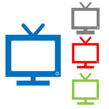 Beyaz arka plan üzerinde izole renkli tv simge kümesi. Vektör çizim