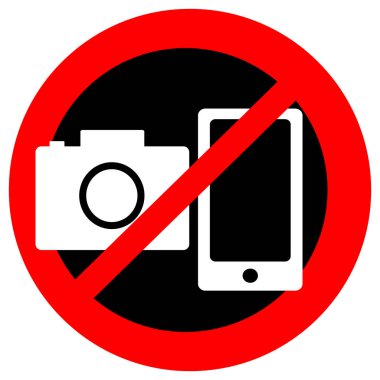 Kamera ve beyaz arka plan üzerinde mobil sembolü. Vektör çizim.